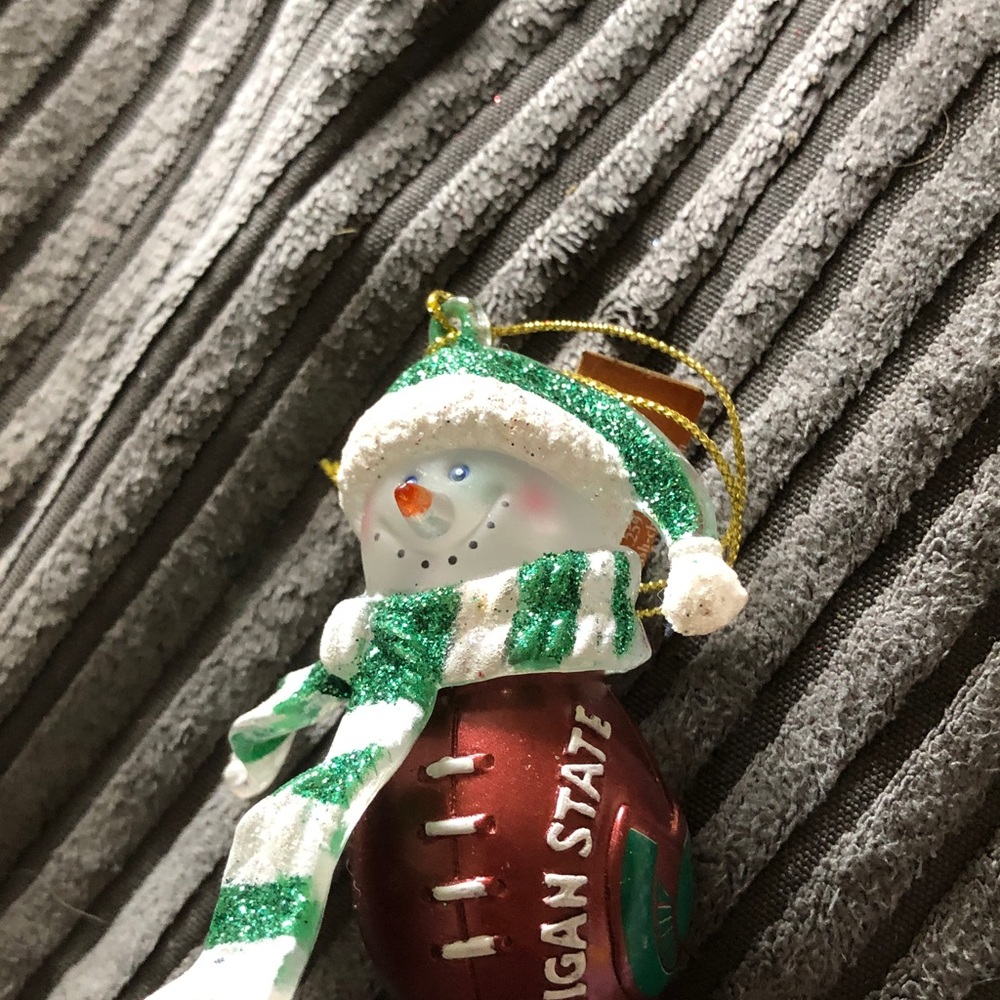 Green & White Snowman Football Ornament - Unbranded Home Holiday Decor